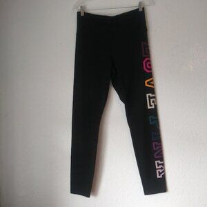Pink Victoria's Secret women's size L black with multicolored logo leggings